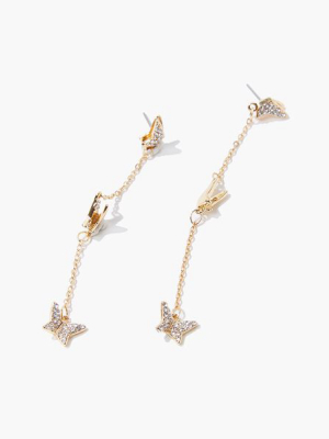 Drop-chain Butterfly Earrings