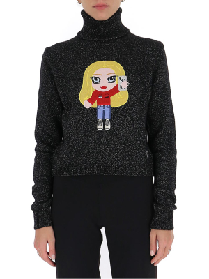 Chiara Ferragni Logo Embroidered Roll Neck Sweater