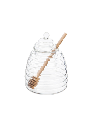 Cypress Home Glass Honey Jar With Wood Stick, 14 Oz.