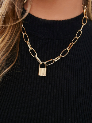 Lock Pendant Chain Necklace