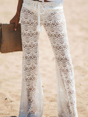 Holiday Drawstring Lace Long Beach Pants