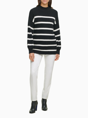 Striped Mock Neck Sweater