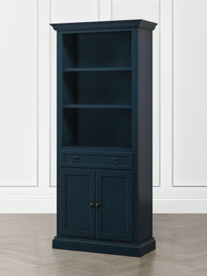 Cameo Indigo Storage Bookcase With Full Crown