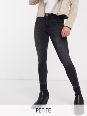 River Island Petite Molly Skinny Jeans In Washed Black