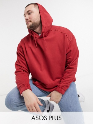 Asos Design Plus Co-ord Oversized Hoodie In Washed Red