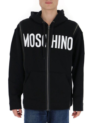 Moschino Zipped Logo Print Hoodie