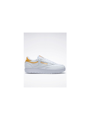 Reebok Club C Double Sneakers In White With Yellow Details