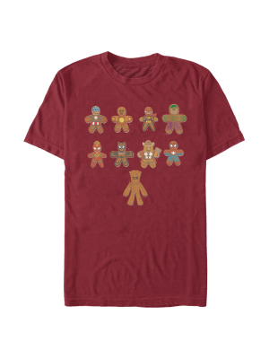 Men's Marvel Christmas Gingerbread Cookie Avengers T-shirt