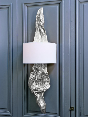 Driftwood Sconce In Ambered Silver Leaf