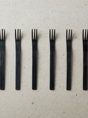 Set Of 6 Mini Black Cocktail Forks