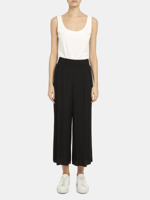 Ribbed Waist Cropped Pant In Viscose Crepe