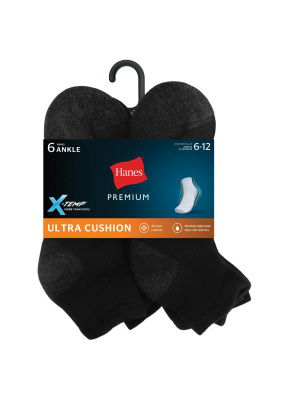 Hanes Premium Men’s Xtemp Ultra Cushion 6pk Ankle Socks - 6-12