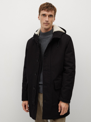 Faux Shearling-lined Quilted Parka