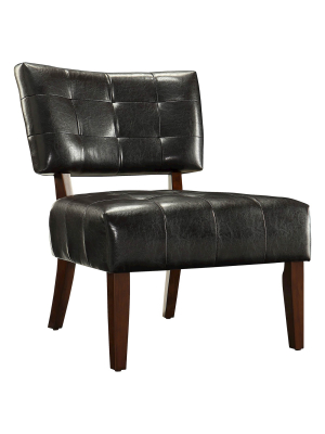 Elizabeth Armless Faux Leather Accent Chair Dark Brown - Inspire Q