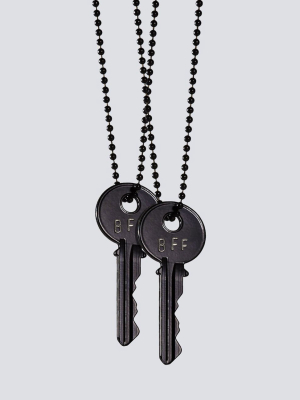 Best Friends Matte Black Key Necklace Set