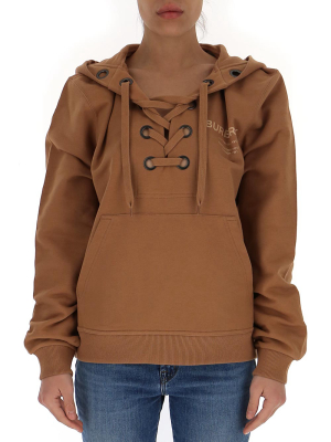 Burberry Lace-up Horseferry Print Oversized Hoodie