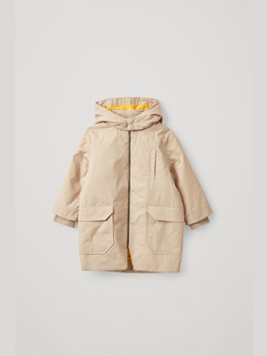 Cotton Contrast Lining Hooded Parka