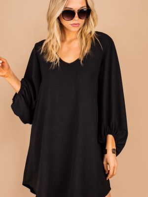 Loud And Clear Black Bubble Sleeve Dress