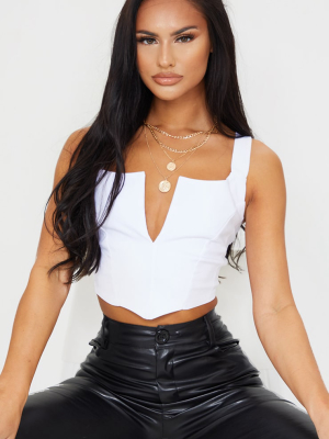 White Bengaline V Front Crop Top