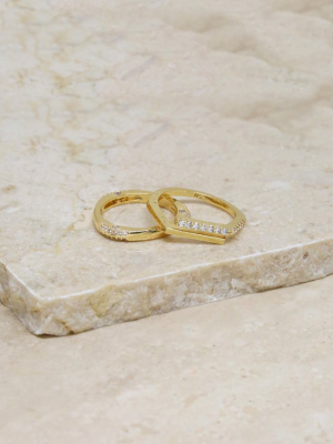 Orbital Crystal 18k Gold Plated Ring Set Of 2