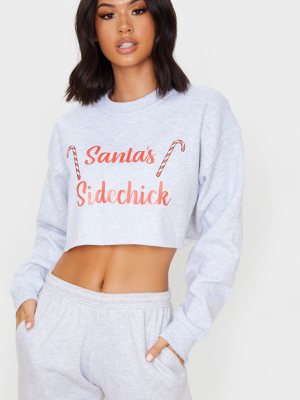 Grey Santa's Sidechick Cropped Sweatshirt