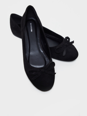 Black Wide Fit Round Toe Ballet Shoes