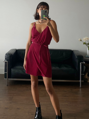 Uo Joelle Velvet Surplice Mini Dress