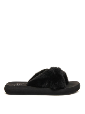 Slade Black Fur Slide Sandal