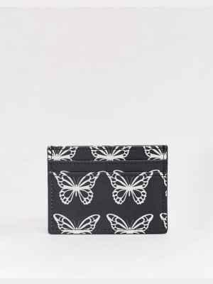 Asos Design Card Wallet In Butterfly Print