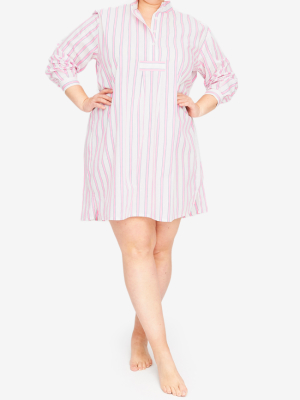 Short Sleep Shirt Fluo Pink Stripe Plus