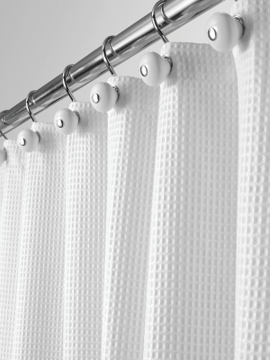 Mdesign Waffle Weave Fabric Shower Curtain