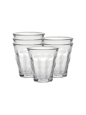 Duralex Picardie Set Of 6 Short 7.75 Ounce Clear Tempered Glass Stacking Drinkware Tumbler Drinking Glasses