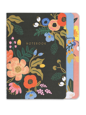 Lively Floral Stitched Notebooks 3 Pk