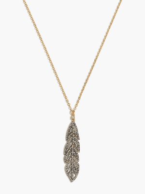 Pavé Crystal Feather Pendant Necklace