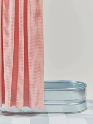 Simple Waffle Shower Curtain - Blush