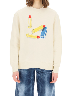 Lanvin Lipstick Print Crew Neck Jumper