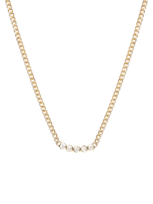 14k Five Diamond Extra Small Curb Chain Necklace