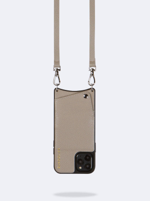 Emma Pebble Leather Crossbody Bandolier - Greige/silver