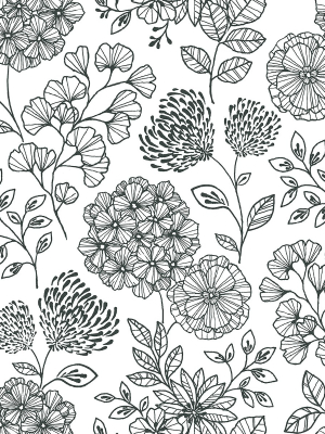 Ada Black Floral Wallpaper From The Scott Living Ii Collection By Brewster Home Fashions