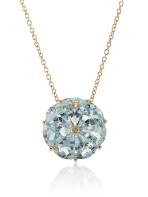 Aquamarine & Diamond Pinwheel Pendant Necklace