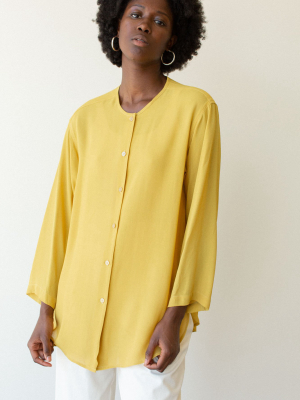 Or Basic Button Up In Chartreuse