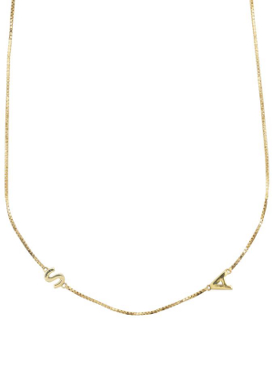 18k Gold Vermeil Double Initial Necklace With Classic Box Chain