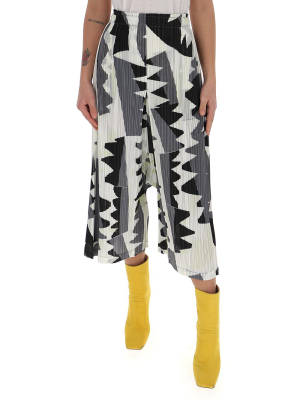 Pleats Please By Issey Miyake Zig Zag Print Cropped Pants