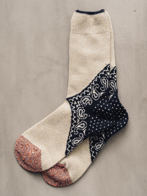 Kapital 96 Yarns Bandana Socks, Navy