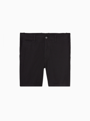 Solid Flat-front Non-iron Black Shorts