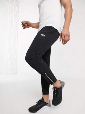 Asos 4505 Icon Woven Skinny Tapered Running Sweatpants With Reflective Zip Detail In Black