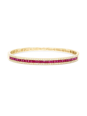 Effy Gemma 14k Yellow Gold Natural Ruby And Diamond Bangle, 3.60 Tcw