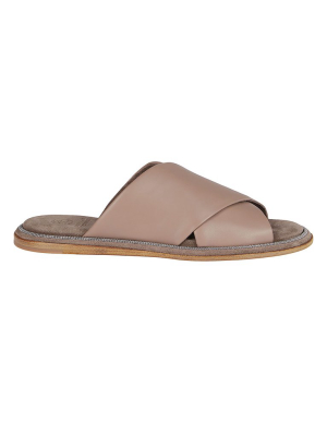 Brunello Cucinelli Crossover Flat Sandals