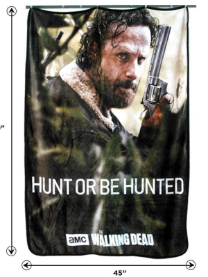 Just Funky Walking Dead Rick Grimes Hunt Or Be Hunted Lightweight Blanket | 45 X 60 Inches