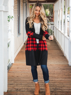 The Violet Cardigan - Black/red Plaid